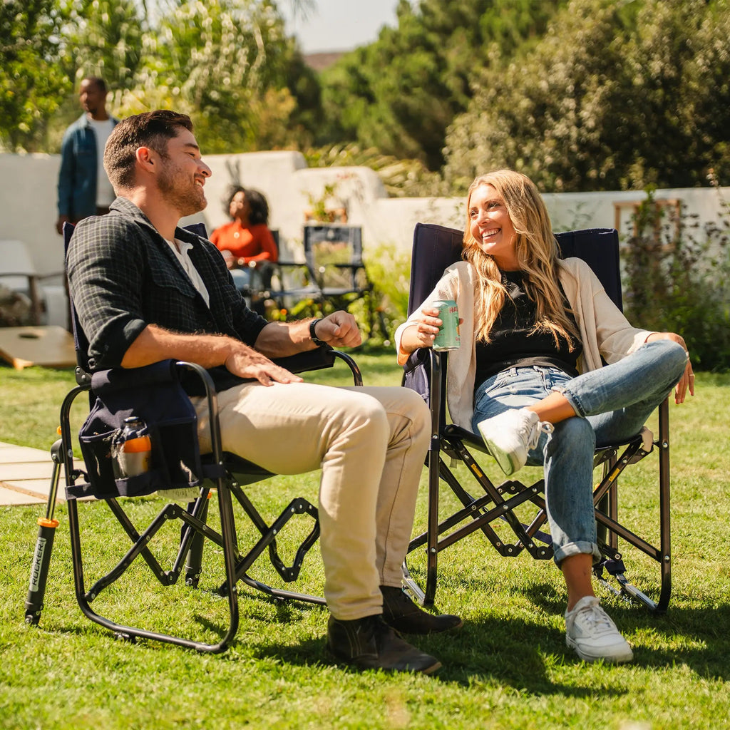 Compact Spring-Action Outdoor Rocking Chair - Space-Saving Design
