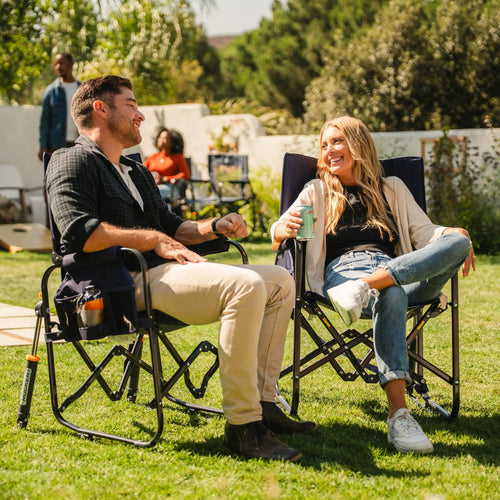 Compact Spring-Action Outdoor Rocking Chair - Space-Saving Design
